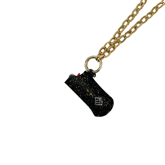 ÉTUI BRIQUET - NOIR GOLD AVEC CHAÎNE